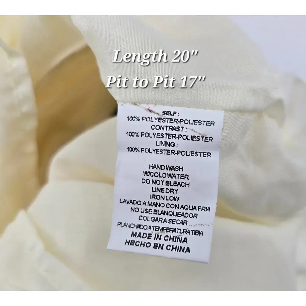 &merci Cream Twee Romantic Ruffle‎ Top with Black Bow Details – Size Small